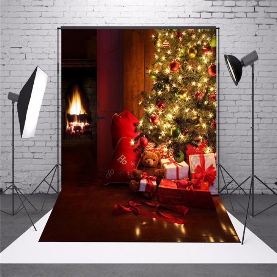 5x7FT Vinyl Christmas Tree Gift Photography Backdrop Background Studio Prop