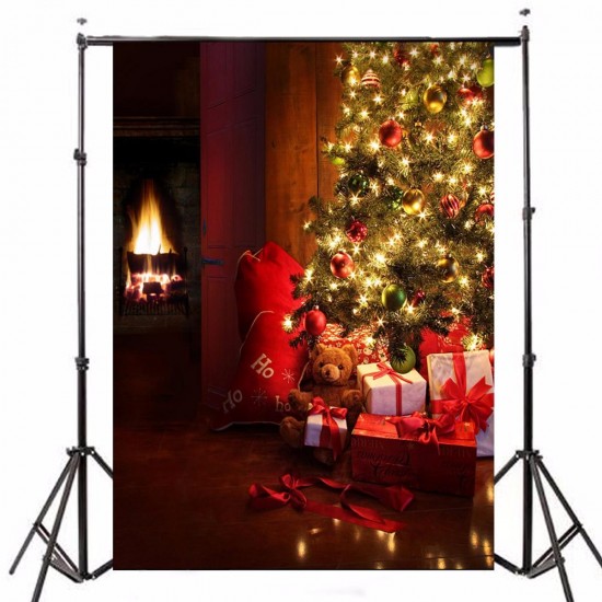 5x7FT Vinyl Christmas Tree Gift Photography Backdrop Background Studio Prop