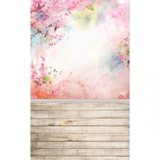 5x7FT Watercolor Pink Flower Floor Photography Backdrop Photo Background Props