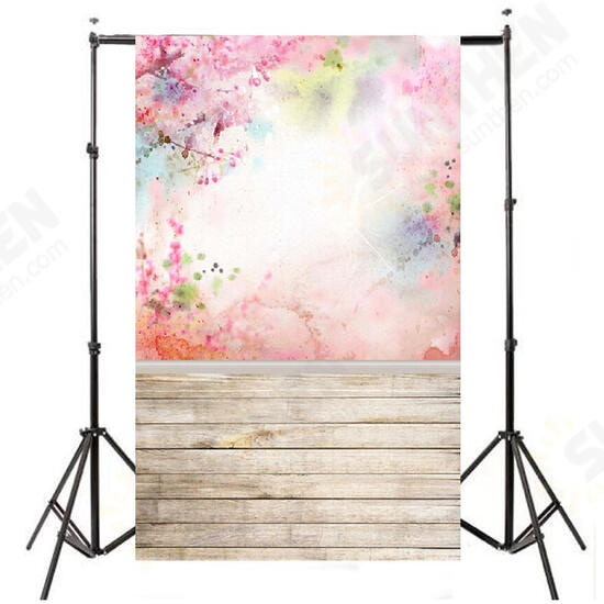 5x7FT Watercolor Pink Flower Floor Photography Backdrop Photo Background Props