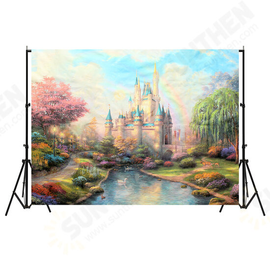 5x7ft 7x5ft Fairy Tale Winter Spring Sky Castle Photography Backdrop Studio Prop Background