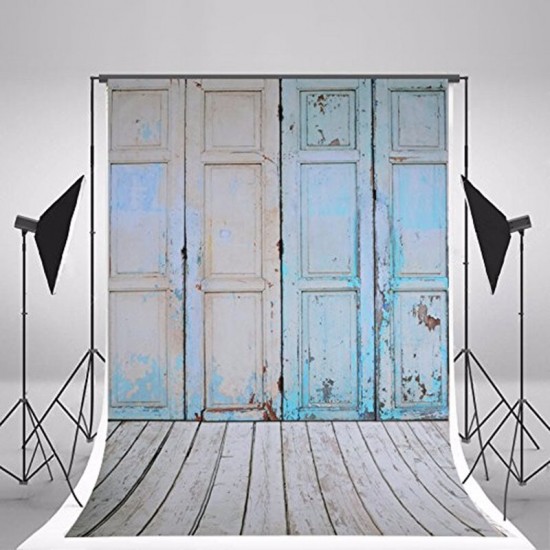 5x7ft Backdrop Rusty Iron Gate For Children Background Wood Photo Backdrop