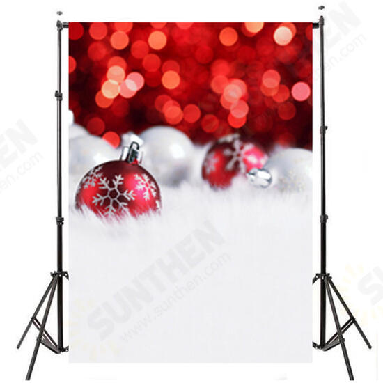 5x7ft Snow Bell Ball Theme Photography Vinyl Backdrop Studio Background 2.1m x 1.5m