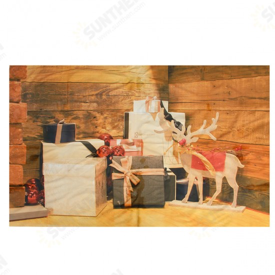 7x5ft Christmas Wooden Elk Christmas Gift Photography Backdrop Studio Prop Background