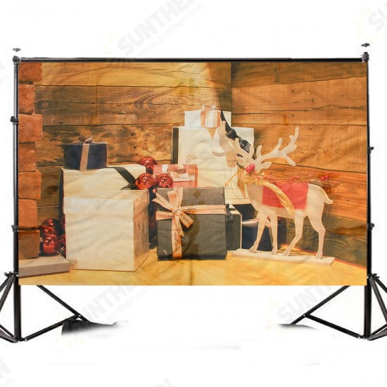 7x5ft Christmas Wooden Elk Christmas Gift Photography Backdrop Studio Prop Background