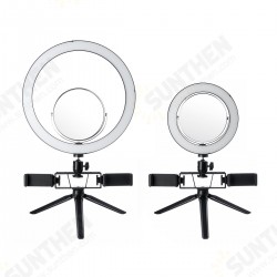 8.7/12.6 Inch LED Dimmable Video Ring Light Tripod Stand with Mirror 2 Phone Clip for Youtube Tik Tok Makeup Live Streaming 8.7/12.6 Inch LED Dimmable Video Ring Light Tripod Stand with Mirror 2 Phone Clip for Youtube Tik Tok Makeup Live Streaming
