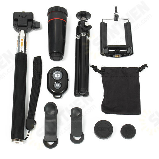 8X Telephoto Fisheye Lens bluetooth Selfie Shutter Stick Mini Tripod Set Kit for Smartphone Photography 8X Telephoto Fisheye Lens bluetooth Selfie Shutter Stick Mini Tripod Set Kit for Smartphone Photography
