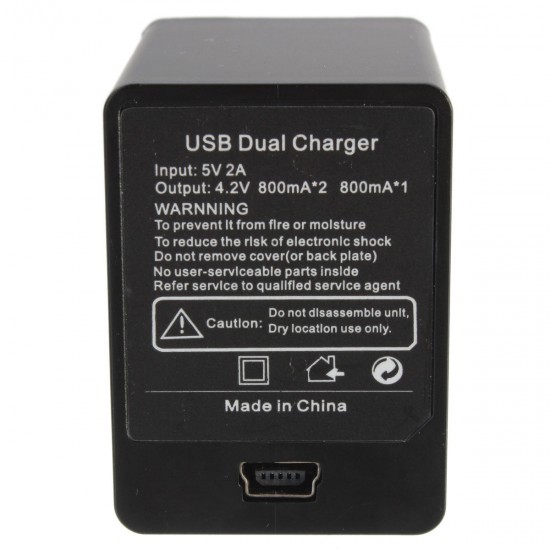 AHDBT-401 Dual 4.2V 800mA Li-ion Battery Slots Power Charger For GoPro HD Hero 4