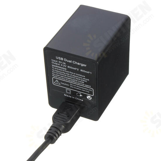 AHDBT-401 Dual 4.2V 800mA Li-ion Battery Slots Power Charger For GoPro HD Hero 4