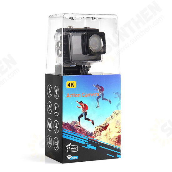 AT S60ER 4K 60fps 24MP 4X Digital Zoom Helmet Action Camera 2.0 Touch Dual Screen EIS WiFi 30M Waterproof Remote Control Webcam Sport Video Recorder