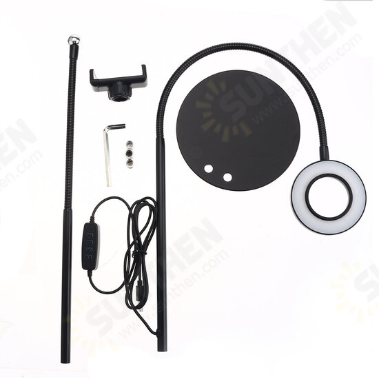 BX-02 Universal Selfie Ring Light Flexible Desk Lamp LED Fill Beauty Light 11 Brightness 3 Color Dimmable for Live Streaming Table Stand with Phone Clip for Youtube Tiktok BX-02 Universal Selfie Ring Light Flexible Desk Lamp LED Fill Beauty Light 11 Brightness 3 Color Dimmable for Live Streaming Table Stand with Phone Clip for Youtube Tiktok