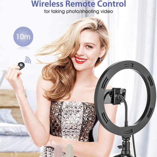 BW-SL3 10 inch LED Ring Light with Tripod Stand & Phone Holder Dimmable Desk Makeup Kit