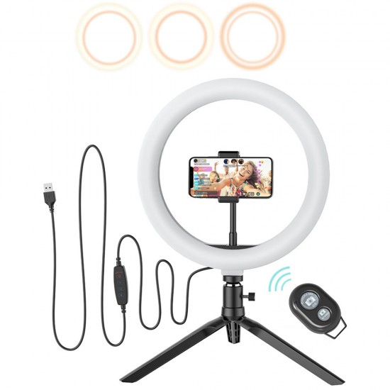 BW-SL3 10 inch LED Ring Light with Tripod Stand & Phone Holder Dimmable Desk Makeup Kit