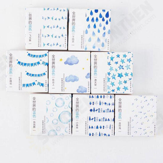 Blue Star Cloud Bird Rain Drop Sticker for Photo Album Scrapbook Diy