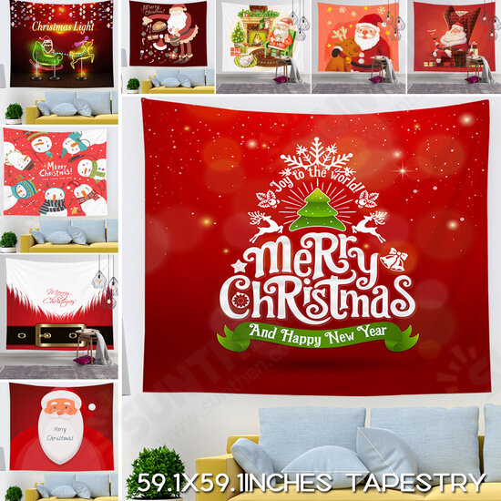 Christmas Hanging Cloth Custom Red Santa Claus Bedside Photography Background Cloth Wall Bedside Decoration Tapestry Christmas Hanging Cloth Custom Red Santa Claus Bedside Photography Background Cloth Wall Bedside Decoration Tapestry