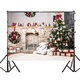 Christmas Photography Backdrop 3D Tree Brick Fireplace White Bear Printed Vinyl Photo Studio Background Cloth Christmas Photography Backdrop 3D Tree Brick Fireplace White Bear Printed Vinyl Photo Studio Background Cloth
