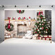 Christmas Photography Backdrop 3D Tree Brick Fireplace White Bear Printed Vinyl Photo Studio Background Cloth Christmas Photography Backdrop 3D Tree Brick Fireplace White Bear Printed Vinyl Photo Studio Background Cloth