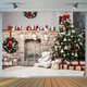 Christmas Photography Backdrop 3D Tree Brick Fireplace White Bear Printed Vinyl Photo Studio Background Cloth Christmas Photography Backdrop 3D Tree Brick Fireplace White Bear Printed Vinyl Photo Studio Background Cloth
