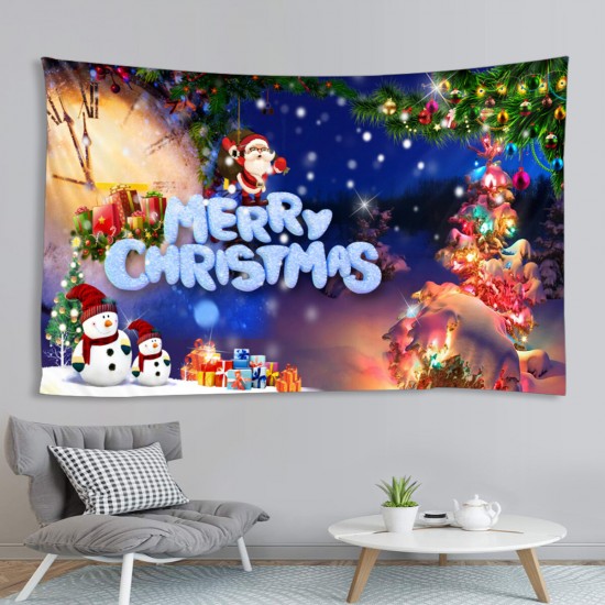 Christmas Santa Claus Tapestry Wall Hanging Winter Bedspread Throw Blanket Photography Backdrop Background