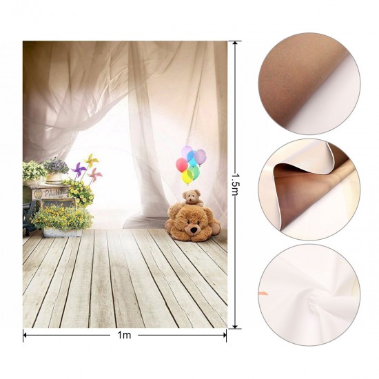 3x5FT Vinyl Kids Child Photography Backdrop Ballon Bear Curtain Photo Background