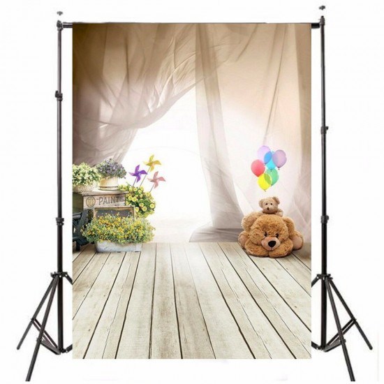 3x5FT Vinyl Kids Child Photography Backdrop Ballon Bear Curtain Photo Background