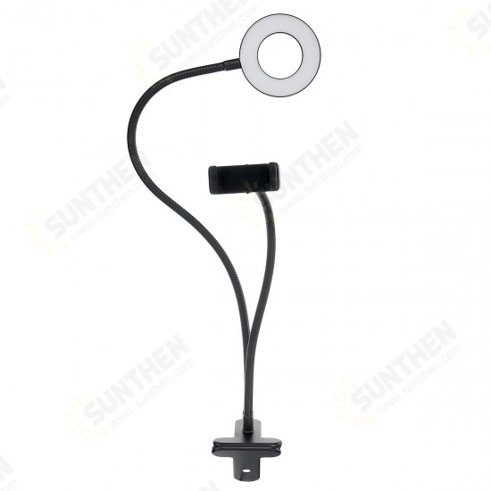 Clip LED Ring Light for Selfie Live Broadcast 3000-5000K Dimmable Makeup Fill Light for Youtube Facebook with Mobile Phone Holder Table Lamp Flexible Desk Night Lamp for Reading Net Class