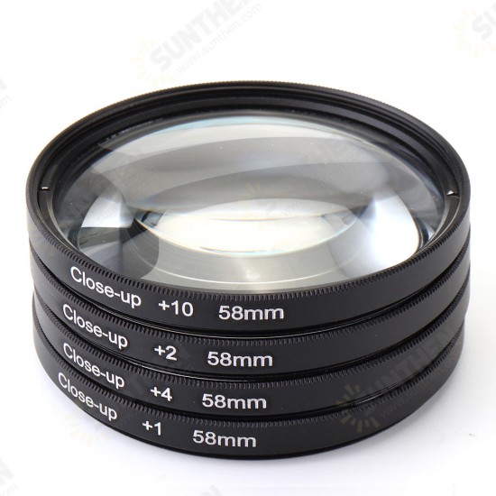 Close-up +1/+2/+4/+10 49/52/55/58/62/67/72/77mm Lens Filter Storage Bag Lens Hood Cap Blower Brush Kit Set