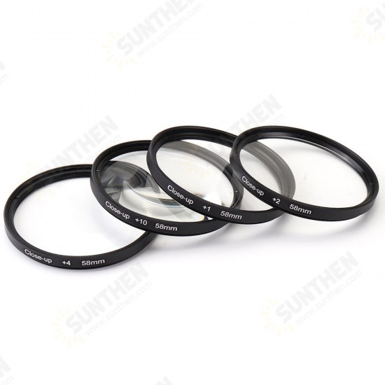 Close-up +1/+2/+4/+10 49/52/55/58/62/67/72/77mm Lens Filter Storage Bag Lens Hood Cap Blower Brush Kit Set