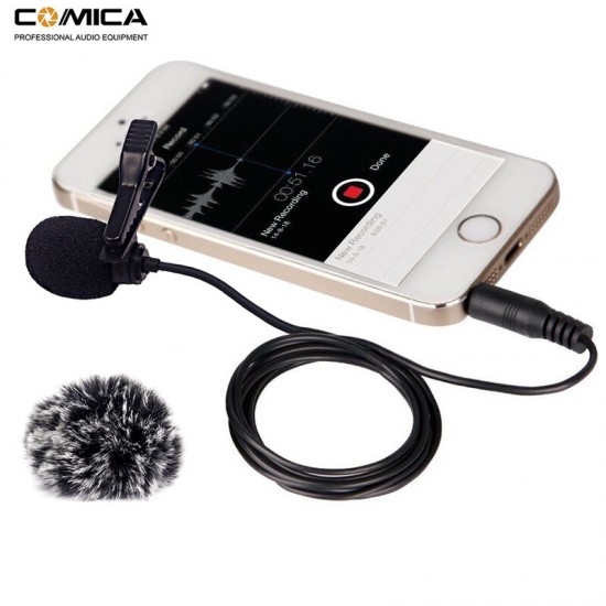 V01SP 2.5m Lavalier Lapel Microphone Clip-on Omnidirectional Condenser Interview Mic for iPhone Android Smartphone Video Recording