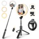 EG-09 LED Ring Light Bluetooth Selfie Stick Tripod with Remote Control Beauty Fill Lamp for Gopro Action Camera DSLR Cameras Mobile Phone for Youtube Tiktok Live Broadcast