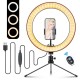 EGL-02C 10.2 Inch LED Ring Light Selfie Dimmable Ring Lamp with Tripod Stand Cell Phone Holder 3 Light Modes for Video Live Broadcast Stream