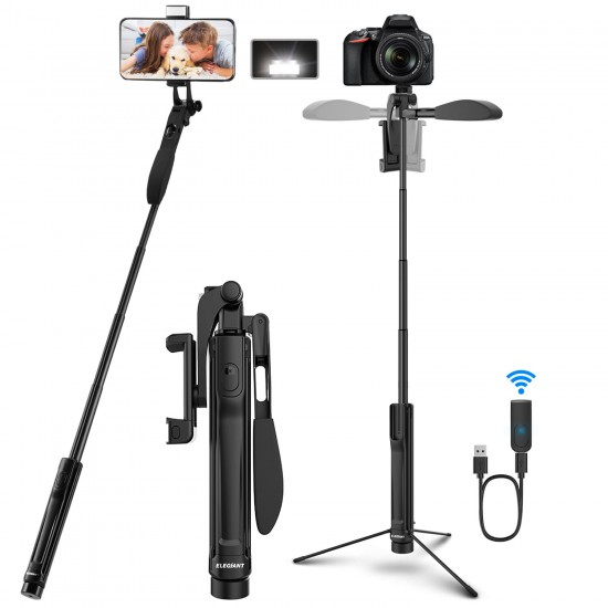 EGS-07 bluetooth Selfie Stick Tripod 360° Balance Handle with Remote Control for Smartphone for Gopro Insta360 Sport Camera DSLR Cam