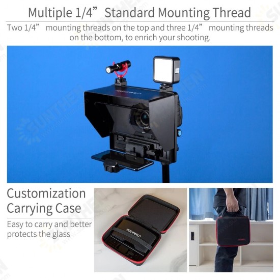 TP10 Teleprompter for iPad Tablet DSLR Camera Smartphone Shooting APP Compatible for iOS Android