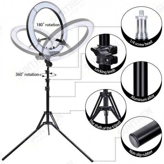 RL-18 18 Inch Ring Light 55W 5500K LED Photography Lamp with Lighting Tripod Stand Phone Clip for Camera Phone Makeup Live Broadcast