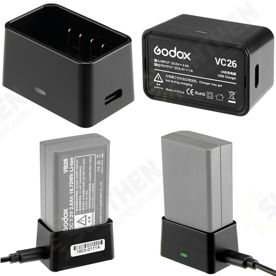 VC26 USB Battery Charger DC 5V Input DC 8.4V Output Round Head Flash Battery Charger for V1 Speedlight Flash VC26 USB Battery Charger DC 5V Input DC 8.4V Output Round Head Flash Battery Charger for V1 Speedlight Flash