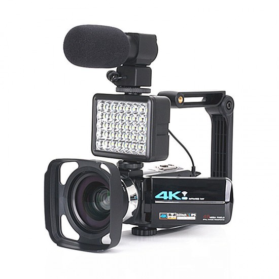 AF2 48M 4K Video Camera for Vlogging Live Camcorder NightShot Anti-shake Camcorder WIFI APP Control DV Video Recording with Microphone Lens Light Stabilizer