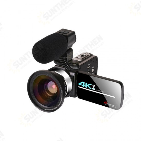 AF2 48M 4K Video Camera for Vlogging Live Camcorder NightShot Anti-shake Camcorder WIFI APP Control DV Video Recording with Microphone Lens Light Stabilizer