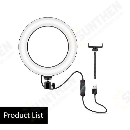 LE-10 18W 3200K-5500K 10inch Dimmable LED Selfie Ring Light USB Photography Video Fill Light with Phone Holder Mini BallHead LE-10 18W 3200K-5500K 10inch Dimmable LED Selfie Ring Light USB Photography Video Fill Light with Phone Holder Mini BallHead