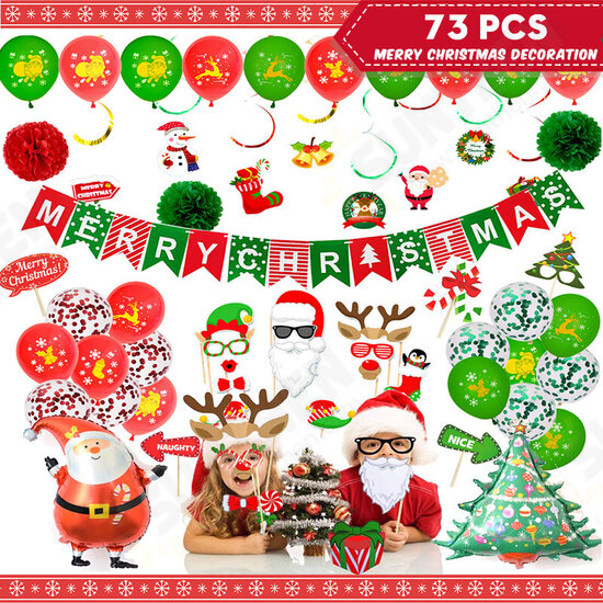 New Year Christmas Balloons Christmas Flags Christmas Letter Banner Santa Claus Spiral Photograph Props