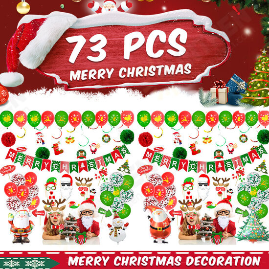 New Year Christmas Balloons Christmas Flags Christmas Letter Banner Santa Claus Spiral Photograph Props