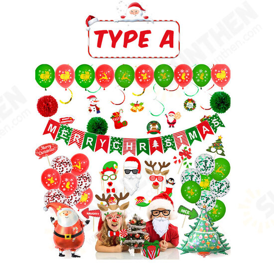 New Year Christmas Balloons Christmas Flags Christmas Letter Banner Santa Claus Spiral Photograph Props