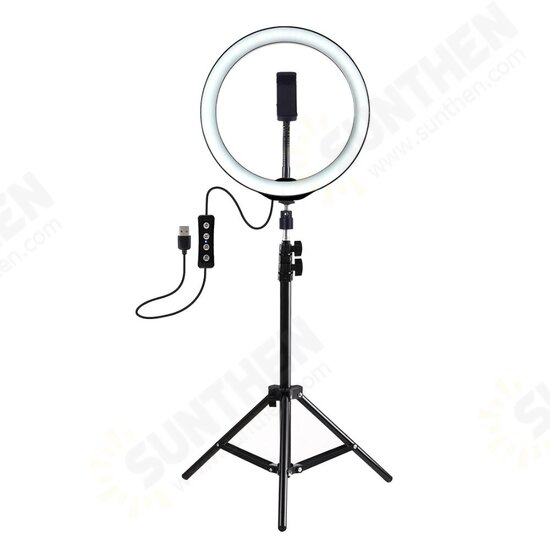 PKT3035 10 Inch USB Video Ring Light with 110cm Light Stand Dual Phone Clip for Tik Tok Youtube Live Streaming