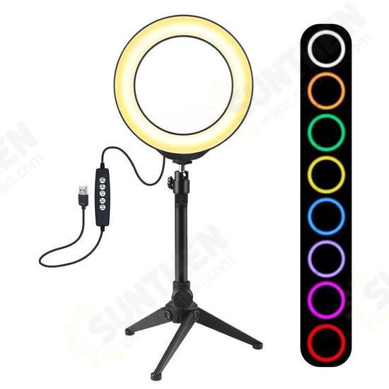 PKT3048 RGBW 8 Color 16cm 6.2 Inch LED Video Ring Light with Tripod Stand for Youtube Tik Tok Live Streaming PKT3048 RGBW 8 Color 16cm 6.2 Inch LED Video Ring Light with Tripod Stand for Youtube Tik Tok Live Streaming
