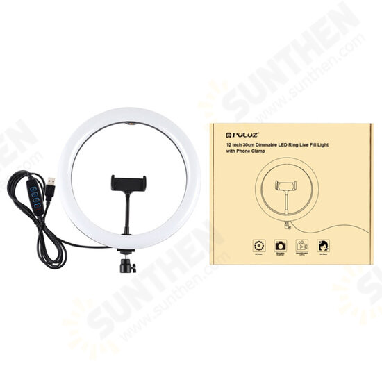 PU457B 11.8 inch 30cm 3200K 6500K 3 Modes Dimmable Dual Color Temperature LED Ring Light for Vlogging Selfie Photography Video with Phone Clamp PU457B 11.8 inch 30cm 3200K 6500K 3 Modes Dimmable Dual Color Temperature LED Ring Light for Vlogging Selfie Photography Video with Phone Clamp
