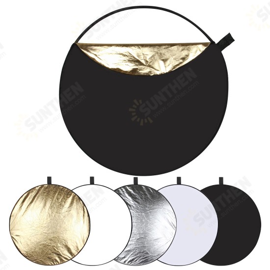 PU5111 60cm 5 in 1 Folding Photo Studio Reflector Board Silver Translucent Gold White Black