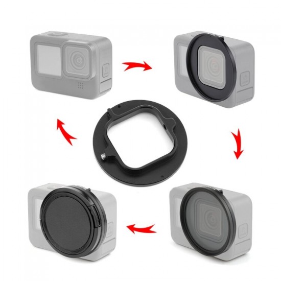 PU528 52mm UV Lens Filter Adapter Ring for GoPro HERO9 Black Sports Camera Acccessories