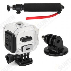 Protetive 45mm Waterproof Housing Case and Selfie Stick Monopod and Tripod Mount Adapter With Red Strap For Go Protetive 45mm Waterproof Housing Case and Selfie Stick Monopod and Tripod Mount Adapter With Red Strap For Go