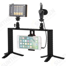 PKT3024 4 in 1 Video Rig Stabilizer Grip Microphone Video Light Tripod for Mobile Phone PKT3024 4 in 1 Video Rig Stabilizer Grip Microphone Video Light Tripod for Mobile Phone