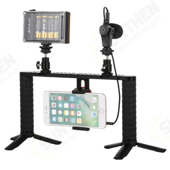 PKT3024 4 in 1 Video Rig Stabilizer Grip Microphone Video Light Tripod for Mobile Phone PKT3024 4 in 1 Video Rig Stabilizer Grip Microphone Video Light Tripod for Mobile Phone