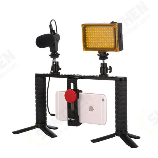 PKT3024 4 in 1 Video Rig Stabilizer Grip Microphone Video Light Tripod for Mobile Phone PKT3024 4 in 1 Video Rig Stabilizer Grip Microphone Video Light Tripod for Mobile Phone